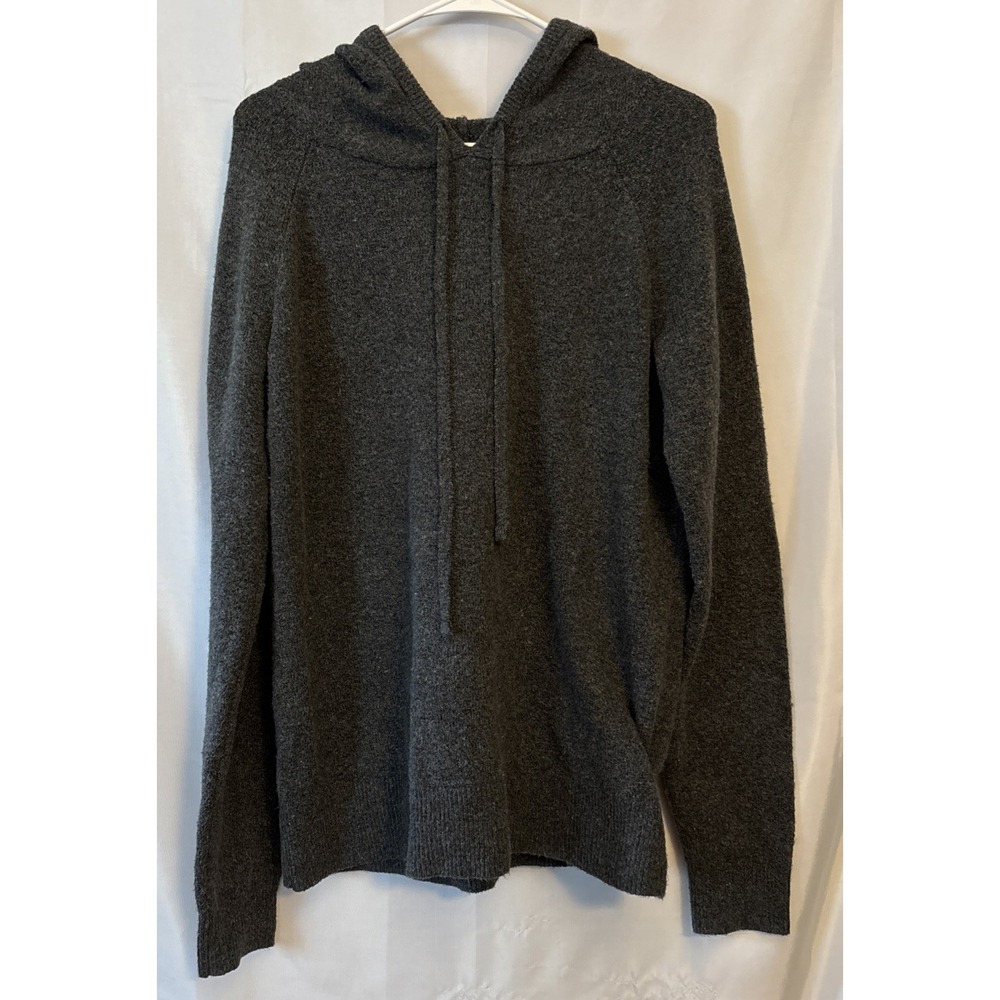 Woman's Gray Sweater With Drawstring Hood L